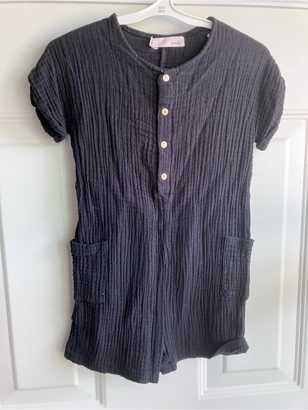 Greige black muslin 100% cotton romper 24 months